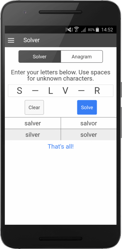Crossword solver mode with missing words